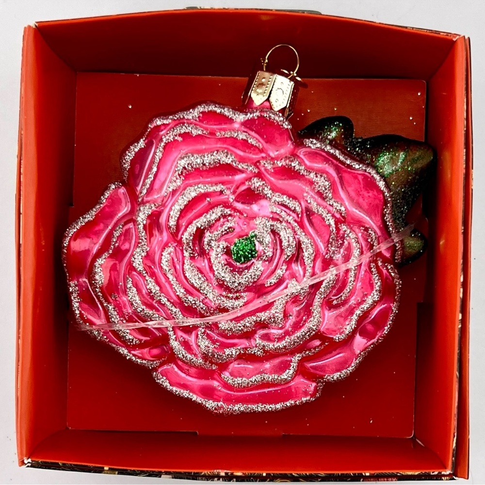 NEW 2025 John Derian for Target Glass Christmas Holiday Peony Flower Ornament